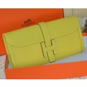 Fake Hermes Jige Clutch Bag Calfskin Leather Lemon VS07719