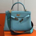Fake Hermes Kelly 32 Tote Bag in Skyblue Togo Leather H210401 VS03133