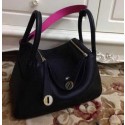 Fake Hermes Lindy 30CM Black Leather Shoulder Bag HLD30 Gold VS01005