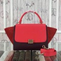 Fake Imitation Celine mini Trapeze Bag Original Nubuck Leather CTA3345 Red&Burgundy VS01178
