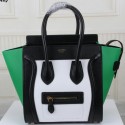 Fake Luxury Celine Luggage Micro Boston Bag Original Leather CT3308M White&Black&Green VS03809