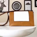 Fake Luxury Celine Medium Smooth Calfskin Frame Shoulder Bag White and Khaki C130402 VS03615