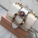 Fake Luxury Miu Miu Crystal Goat Leather Shoulder Bag White 5BH609 VS02051