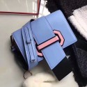 Fake Luxury Prada Plex Ribbon Calf Leather Bag Blue & Black 1BD068 VS09456