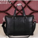Fake Prada Calfskin Leather Briefcase P8066 Black VS09606