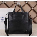 Fake PRADA Calfskin Leather Business Tote Bag 250012 Balck VS00333