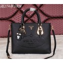 Fake Prada Calfskin Leather Tote Bag BN2645 Black VS06691