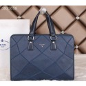 Fake Prada Original Calfskin Leather Briefcase PM13 Blue VS06917