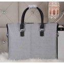 Fake Prada Saffiano Calfskin Leather Briefcase BL2289 Grey VS05507