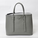 Fake Prada Twin Saffiano Leather Cuir Large Tote BN2820 in Grey with Silver Hardware XZ VS02823