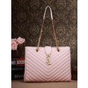 Fake Saint Laurent Classic Monogramme Shopping Tote Bag Cannage Pattern Y5481 Pink VS04997