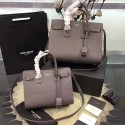 Fake Saint Laurent Classic Sac De Jour Bag in Grey Grained Leather Y122240 VS01813