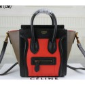 Fake Top Celine Luggage Nano Bag Original Leather C3308S Red&Black&Khaki VS04737