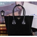 Fake Top Prada Nubuck Leather Tote Bag BN2619 Black VS08375