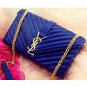 Fake YSL Classic Monogramme Flap Bag Nappa Leather Y33210 Blue VS09027