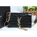 Fake YSL Monogramme Cross-body Shoulder Bag Croco Leather Y311218 Black VS03228