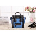 Fashion Celine Nano Luggage 3309 in Blue Suede Caviar with Black/Blue Original Leather VS00379