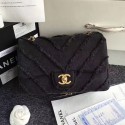 Fashion Chanel Black Canvas Patchwork Chevron Medium Flap Bag 040101 VS02373