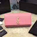 Fashion Copy Classic Monogram Saint Laurent Clutch in Pink Grained Leather 326079 VS05612