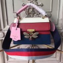 Fashion Fake Gucci Queen Margaret Leather Top Handle Bag Red and Blue 476541 VS03449
