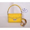 Fashion Fake Prada Saffiano Caflskin Leather Flap Bag BN924E Yellow VS09290