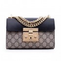 Fashion Gucci Padlock GG Supreme Shoulder Bags 409487 Black VS02667