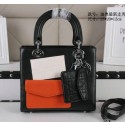 Fashion Imitation Lady Dior Bag Sheepskin Leather CD6619 Black&White&Orange VS06436