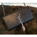 Fashion Imitation YSL Monogramme Cross-body Shoulder Bag Snake Leather Y31128 Black VS09846