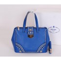 Fashion Prada Saffiano Leather Tote With Metal Studs Bag B2752M Royal VS09139
