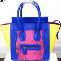 Fashion Replica Celine Luggage Micro Boston Bag Snake Leather CT3308M Rose&Blue&Yellow VS06536