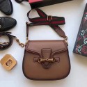Fashion Replica Gucci Lady Web Leather Shoulder Bag Brown 380573 VS07069