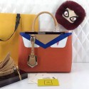 Fendi 2Jours Orange Calfskin Tote Bag with Bag Bugs FD2537 VS00972