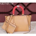 Fendi 2Jours Shoulder Bag Calfskin Leather F2352 Apricot VS02974