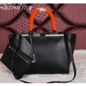 Fendi 2Jours Shoulder Bag Calfskin Leather F2352 Black VS00962