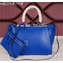 Fendi 2Jours Shoulder Bag Calfskin Leather F2352 Blue VS07489