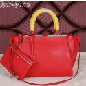 Fendi 2Jours Shoulder Bag Calfskin Leather F2352 Red VS02219