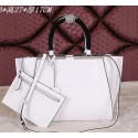 Fendi 2Jours Shoulder Bag Calfskin Leather F2352 White VS01196