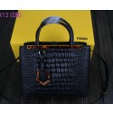 Fendi 2Jours Small Tote Bag Original Croco Leather F99011 Black VS07457