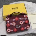 Fendi Double Micro Baguette Bag Burgundy and Green FB1751 VS09269