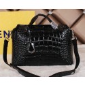 Fendi Fall Winter 2015 Tote Bags Croco Leather F2351 Black VS05235