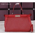 Fendi Icoic Peekaboo Bag Saffiano Leather FD8928L Burgundy VS06364