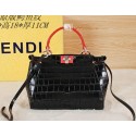 Fendi mini Icoic Peekaboo Bag Croco Leather F6033 Black VS07912