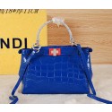 Fendi mini Icoic Peekaboo Bag Croco Leather F6033 Blue VS05451
