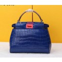 Fendi mini Peekaboo Bag Croco Leather F520885 Blue VS05842