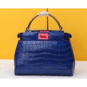 Fendi mini Peekaboo Bag Croco Leather FD520885 Blue VS03894