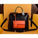 Fendi Original Leather Tote Bag with Front Pocket F2351 Black VS03450