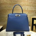 Fendi Peekaboo Tote Bag Blue Original Leather F280503 VS00989