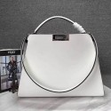 Fendi Peekaboo Tote Bag White Original Leather F280504 VS07012