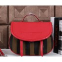 Fendi Pequin Medium Saddle Top Handle Bag 8BT221 Red VS08697