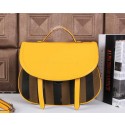 Fendi Pequin Medium Saddle Top Handle Bag 8BT221 Yellow VS01326